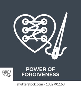 Power of Forgiveness Thin Line Vector Icon Isolated on the Black Background.