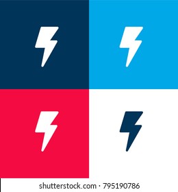 Power four color material and minimal icon logo set in red and blue