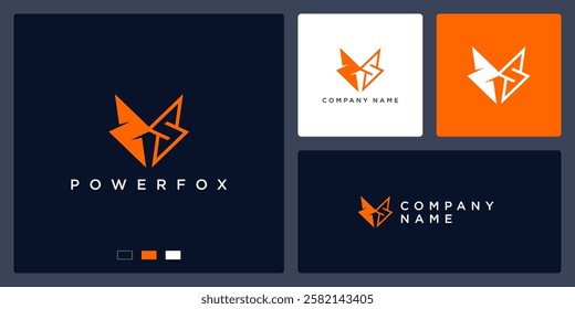 Power fox logo vector template 