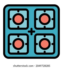 Power gas stove icon. Outline power gas stove vector icon color flat isolated
