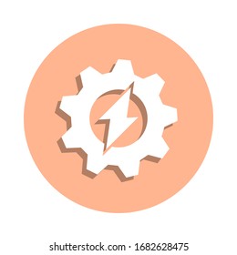 Power, gear badge icon. Simple glyph, flat vector of ecology icons for ui and ux, website or mobile application
