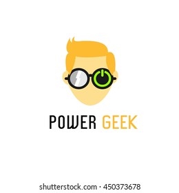 Power Geek Logo Design Template. Vector Illustration