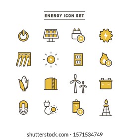 POWER GENERATION AND ENERGY LINE ICON SET