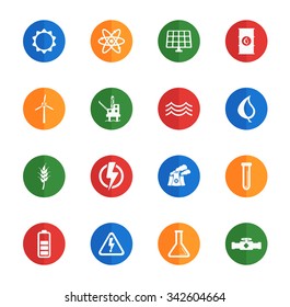 Power generation flat icons for media