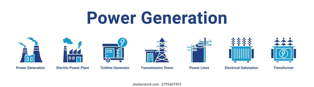 Power Generation icon banner and collection