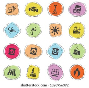 Iconos de la industria de generación de energía para el diseño de la interfaz de usuario