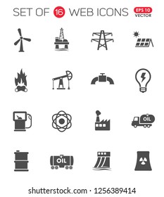Power Generation. Set Of 16 High Quality Web Icons