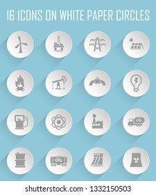 Power generation. Set of 16 high quality web icons. web icons on white paper circles