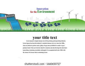 Power generation system renewable Clean energy from nature, such as wind, solar, water energy, can be used to produce electricity.Vector template infographic Timeline of business operations with flags
