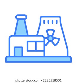 Power generation unit, editable design of nuclear power plant, energy unit icon design isolated on white background