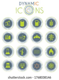 power generation vector icons on white background with dynamic lines for animation for web and user interface design