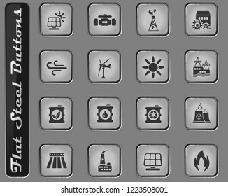 Power generation vector web icons on the flat steel buttons