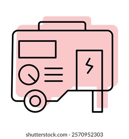 Power generator color shadow line icon outline icon, pixel perfect 