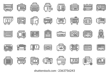 Power generator icons set outline vector. Electric engine. Power equipment