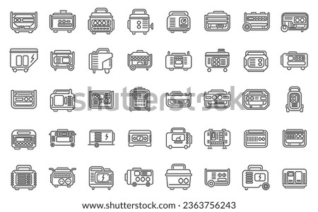 Power generator icons set outline vector. Electric engine. Power equipment