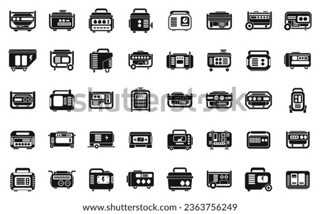 Power generator icons set simple vector. Electric engine. Power equipment