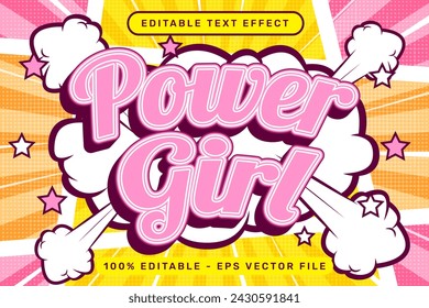 power girl 3d text effect and editable text effect with comic retro style design