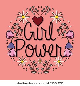 power girl card with floral decoration