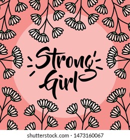 power girl card with floral decoration