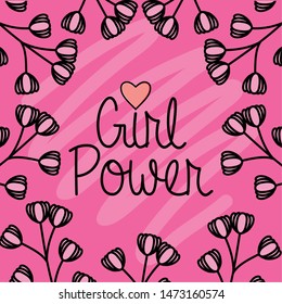 power girl card with floral decoration