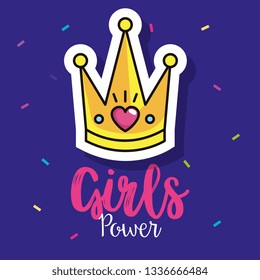 power girl card with queen crown