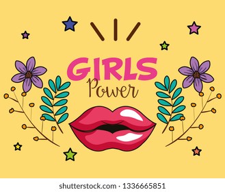 power girl card with woman lips