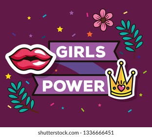 power girl card with woman lips