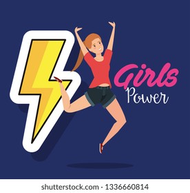 power girl jumping celebrating with energy ray
