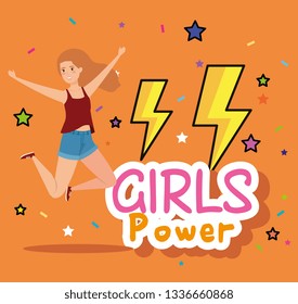 power girl jumping celebrating with energy ray