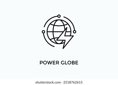 Power Globe, Vektorsymbol oder Logo-Illustration