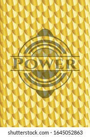 Power gold emblem. Scales pattern. Vector Illustration. Detailed.