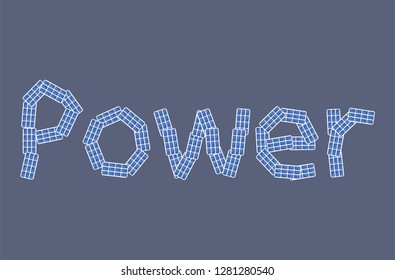 Power of green energy, solar power, panels, plates, font
