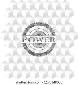 Power grey emblem with cube white background