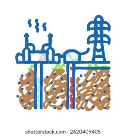 power grid geothermal energy doodle icon sketch vector. power grid geothermal energy sign. isolated symbol illustration