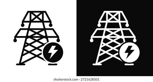 Estilo de fondo blanco y negro del icono de la rejilla del poder
