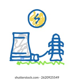power grid nuclear energy doodle icon sketch vector. power grid nuclear energy sign. isolated symbol illustration