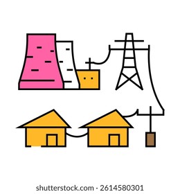 power grid nuclear energy line icon vector. power grid nuclear energy sign. isolated symbol illustration