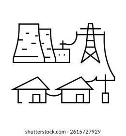 power grid nuclear energy line icon vector. power grid nuclear energy sign. isolated contour symbol black illustration