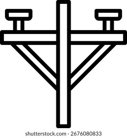 Ícone de Contorno de Grade de Energia, Vetor de Ícone de Contorno Preto-e-Branco.