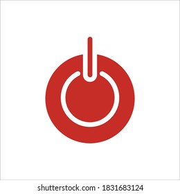 Power And Hand Click Button Color Icon Design Vector Template