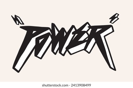 Mache handgezeichnete Vektorgrafik. Trendy doodle Power Label Design. T-Shirt Konzept von Kraft und Stärke. Einzeln auf Weiß.
