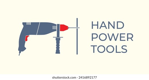 Power hand tools. Construction electric  tool. Tool for wood, metal, stone. Electric construction tools, isolated flat vector icons. Saws, jigsaw, spray gun, drill, sanding machine.