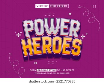 power heroes editable text, font effect, 3d text for title