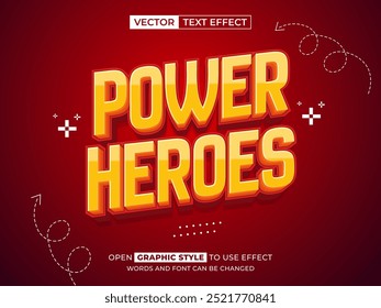 power heroes editable text, font effect, 3d text for title