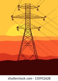 Power high voltage tower vector background