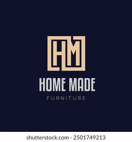 
The Power of a HM Letter  Logo Initial letter hm, mh, m, h elegant and luxury Initial with Rectangular frame minimal monogram logo design vector template
