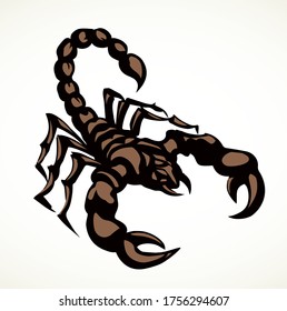 Power hunter crab element set. Light paper text space backdrop. Freehand ink pen horror zoo pet character logotype emblem insignia. Retro star art ist doodle engrave contour print style. Close up view