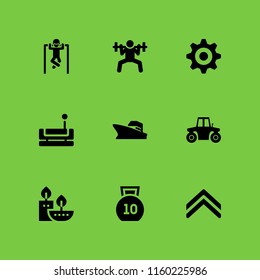 power icon. 9 power set with cog, cultures, weightlifting and kettlebells vector icons for web and mobile app