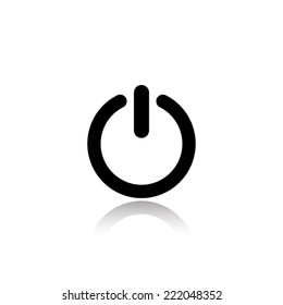 Power  icon - black vector illustration with reflection