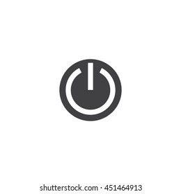 power icon or button in flat style with long shadow, isolated vector illustration on transparent background